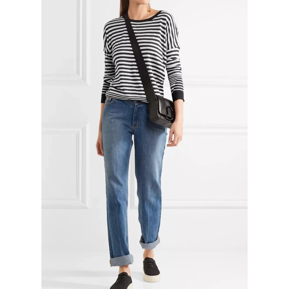 Vince Oversized Striped Crewneck Sweater Cotton Silk Cashmere NWT Size S $245 - Picture 5 of 16